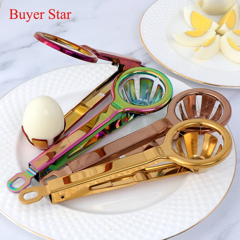 Household Gold Egg Slicers cutter stainless steel Egg Dividers Metal Egg serving tools kitchen Gadgets wholesale drop shipping