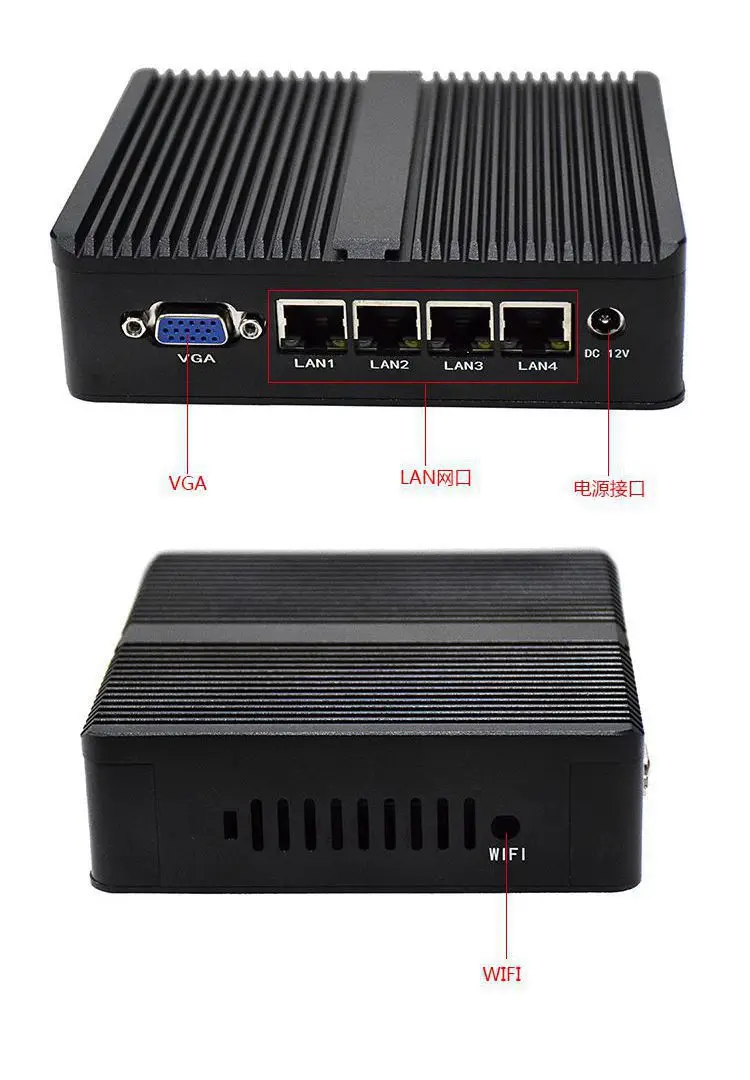 Mini pc X86 4 * Lan con celeron J1900 quad core 3 * usb VGA firewall Multi-funzione di router