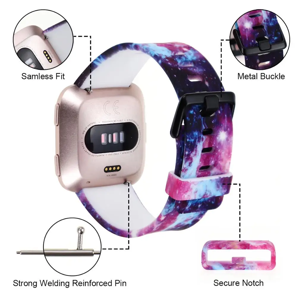 For Ffitbit Versa 2 Strap Soft Silicone Printed Adjustable Smart Watch Wristband For Fitbit Versa Strap Bracelet For Versa2