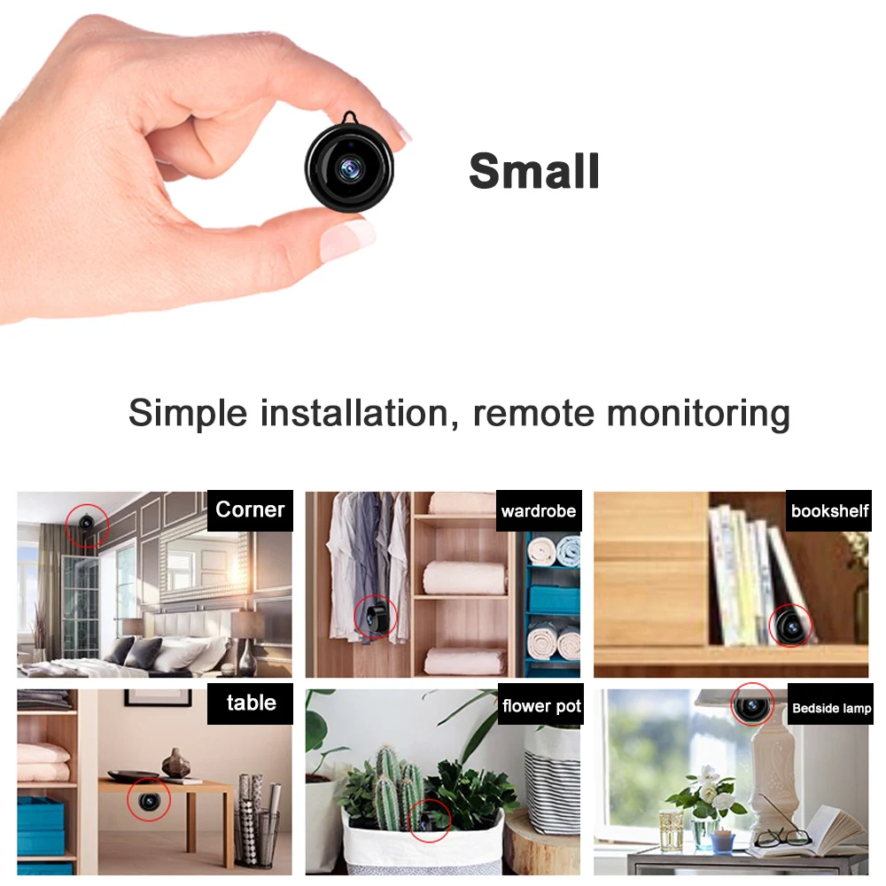 IP Camera Wifi Mini HD 1080P Home Security Wireless Small CCTV Infrared Night Vision Motion Detection SD Card Slot Audio