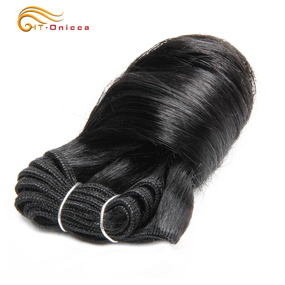 6 unids/lote Funmi pelo doble dibujado extensiones de pelo ondulado brasileño Romance Curl 8-12 pulgadas extensiones de cabello humano para mujeres