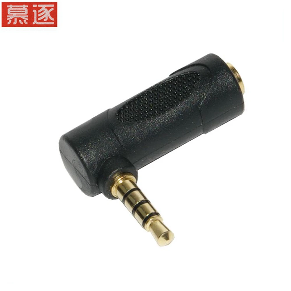 1Pcs Kupfer 3,5mm 4Pole 90 Grad Rechten Winkel Männlich zu 3,5mm 4Pole Weibliche Audio Stereo stecker L Form Jack Adapter Stecke