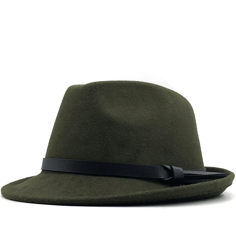 NEW winter white Men Jazz Cap Gentleman Fedoras Wool Homburg Male Classical Narrow Brim Ribbon Jazz Hat Adjustable Top Hat