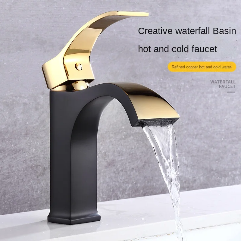 Waterfall Square Faucet Bathroom Above Counter Basin Hot and Cold Mixing Faucet Household Bathroom Faucet  Faucet Bathroom