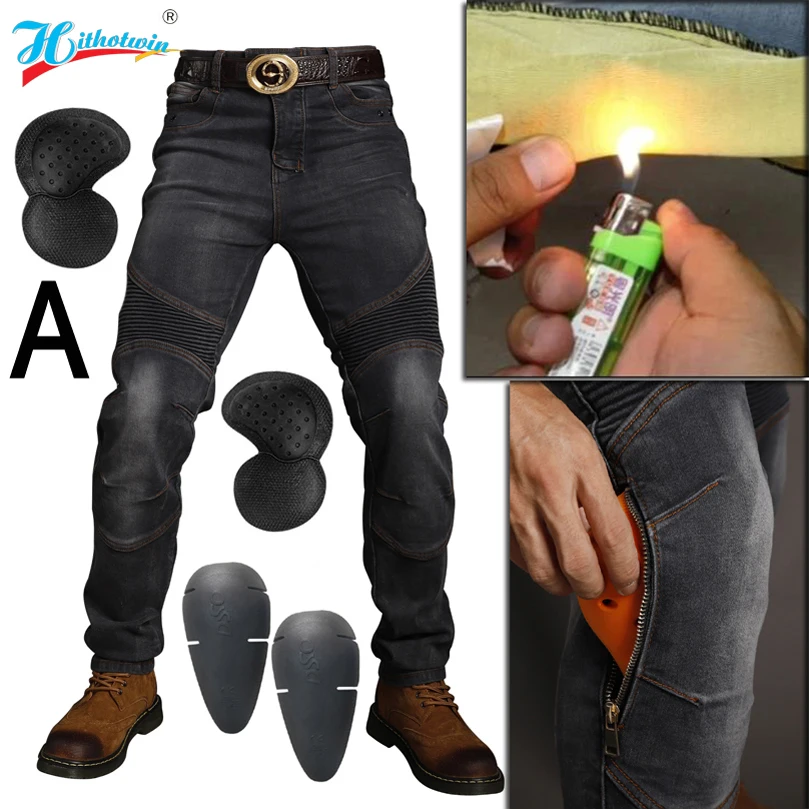 Aramid Motorcycle pants for men Motorcycle Rider Racing Jeans Anti-fall Pants With Protective Gear fireproof and wearable