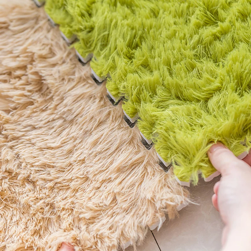 ยาว Plush พรมสำหรับห้องนอนโฟมชั้นเย็บชั้นฟองน้ำ30ซม.DIY ปริศนายาวผม Shaggy พรมพรม