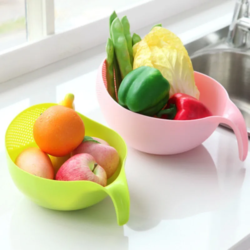 Kitchen Drain Basket Bowl Rice Washing Filter Strainer Basket Sieve Drainer Vegetable Friut Cleaning Gadget Kitchen Accessories