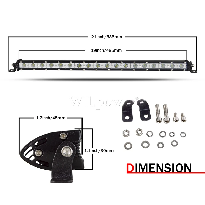 Offroad 20inch Single Row LED Light Bar Pickup 4WD 4x4 Truck Car Light Driving Fog Light Slim Lightbar Spot Flood Combo LED Bar