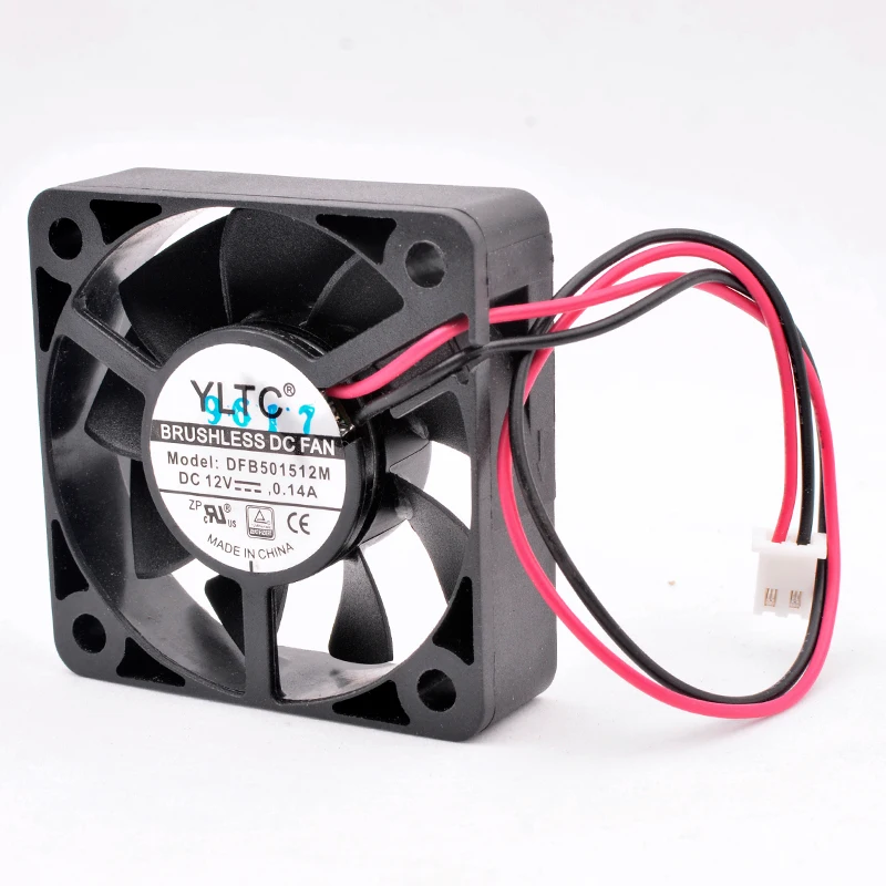 DFB501512M YLTC 5cm 50mm 50x50x15mm DC12V 0.14A 2 wires 2pin dual ball bearing cooling fan