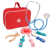 Wooden Pretend Play Doctor Educational Toys for Children Medical Simulation Medicine Chest Set for Kids Role Playing Pretend Toy 3