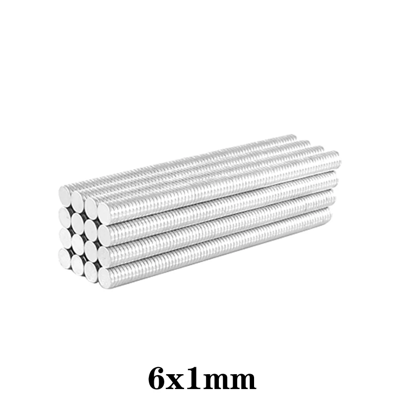 50~2000pcs 6x1 mm Thin Neodymium Strong Magnets 6mm x 1mm Permanent Small Round Magnet 6x1mm Powerful Magnetic Magnet 6*1 mm N35