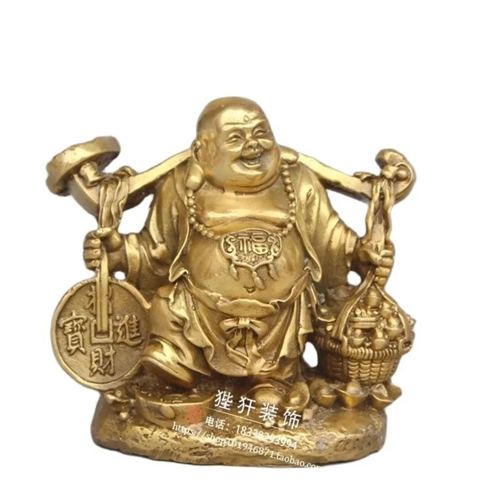 

MOEHOMES China brass fengshui wealth lucky maitreya Buddha statue metal handicraft home decorations