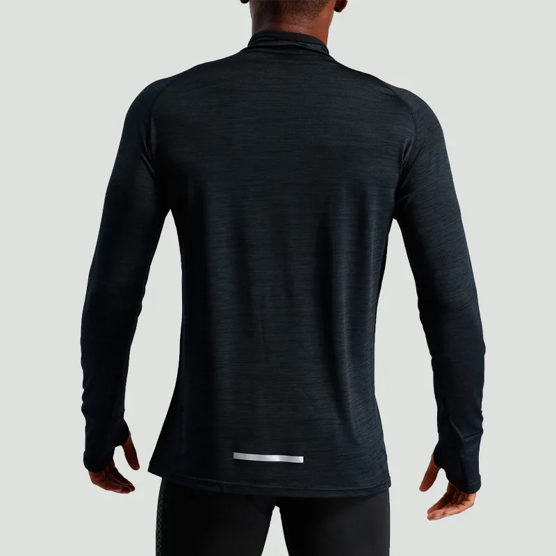 Camicia sportiva da uomo a manica lunga maglia sportiva top da corsa leggera palestra Fitness allenamento Activewear Pullover con Zip asciugatura rapida