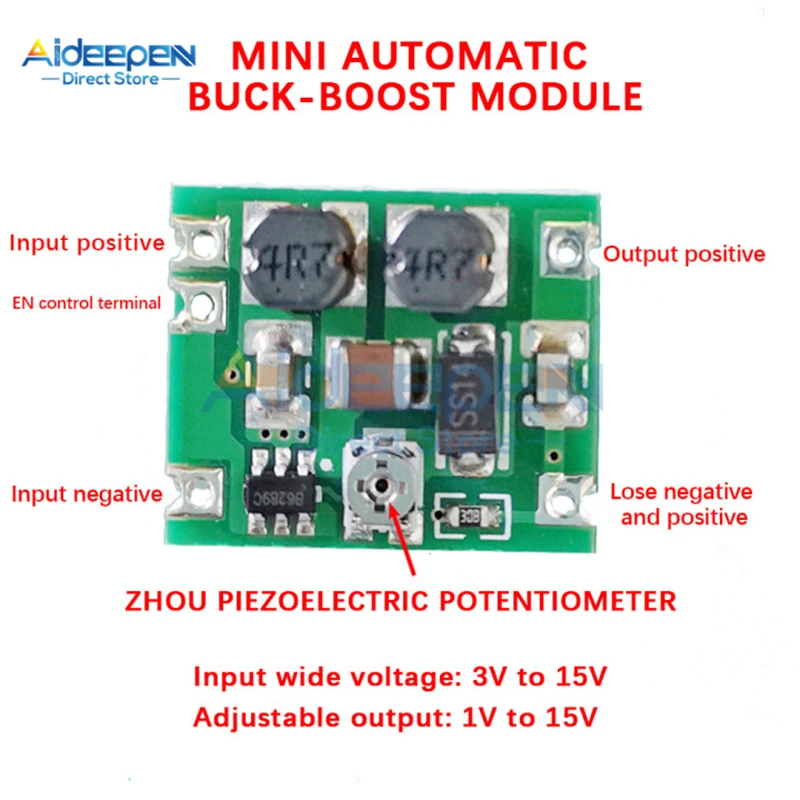 DC 3V-15V a 1.2V 1.5V 3.3V 5V 6V 9V 12V 15V modulo regolatore Buck-Boost automatico scheda regolatore di tensione batteria al litio