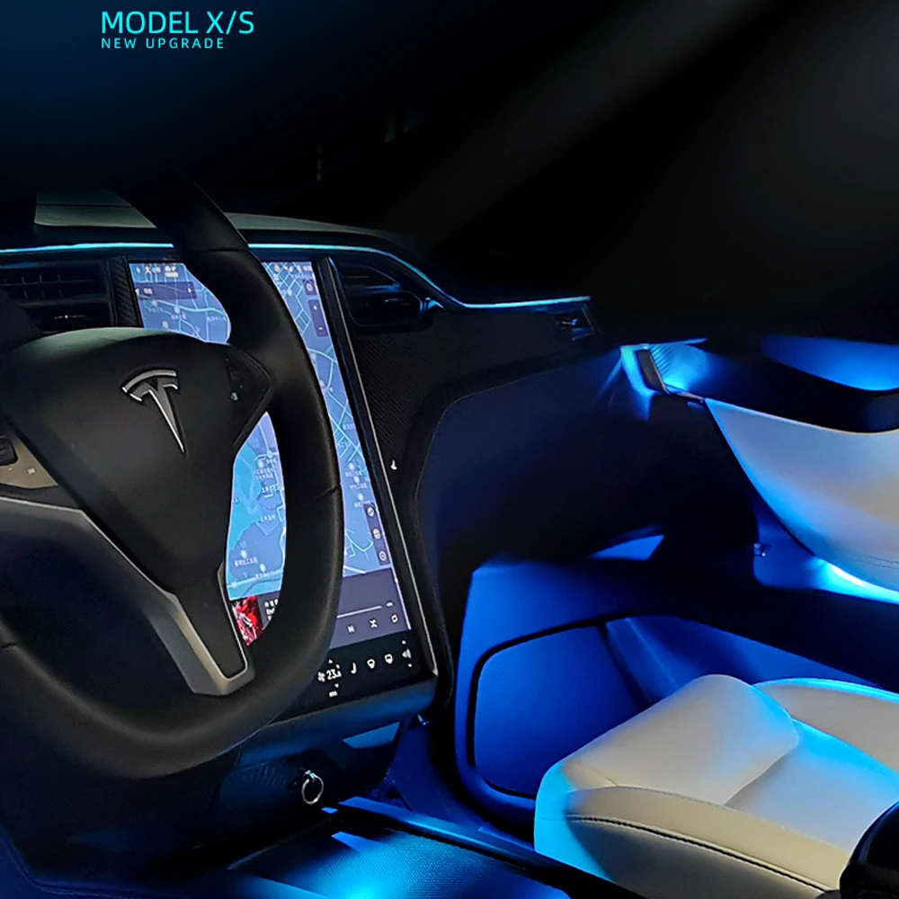 64 colors LED ambient light For Tesla modle x / s 2012-2021 ambient lamp lights illuminated car Styling