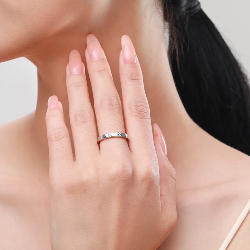 Ailmay Authentic 925 Sterling Silver Simplicity Cubic Zirconia Geometric Finger Ring For Women Wedding Engagement Fine Jewelry