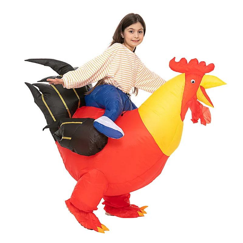 Red Rooster Costume Kids Purim Party Cosplay Ride Inflatable Cock Costumes Halloween Carnival Party Child Animal Birthday Dress