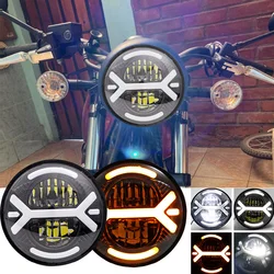 5.75 inch Led headlight halo Ring white DRL Angel eye For Dyna Sportster Softail 5 3/4