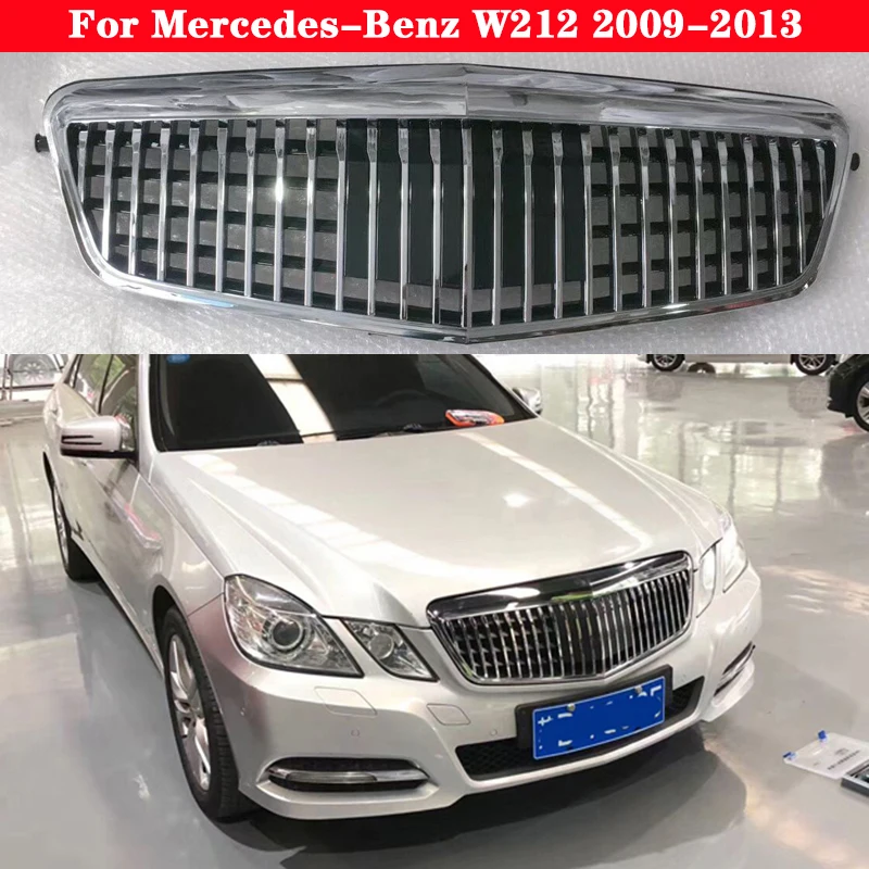 Car styling Middle grille For Mercedes-Benz E-Class W212 2009-2013 Modified to Maybach Silver Black front bumper Center Grille