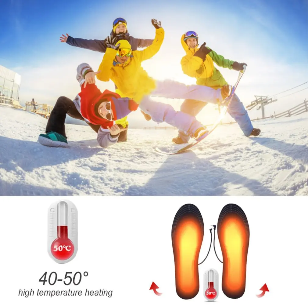 Electric Heating Inhole Outdoor USB Infrared Heating Insole Winter  Electric Heating Insole Fishing Hiking Warm Thermal Insoles
