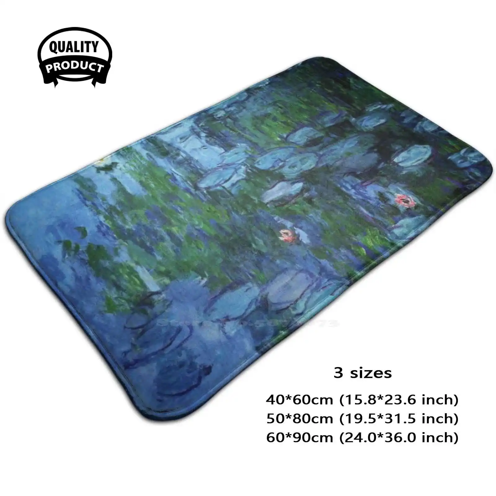 Claude Water Lilies / Nymphéas Deep Color Soft Cushion Home Carpet Door Mat Car Rug Claude Water Lilies Oil Impressionism