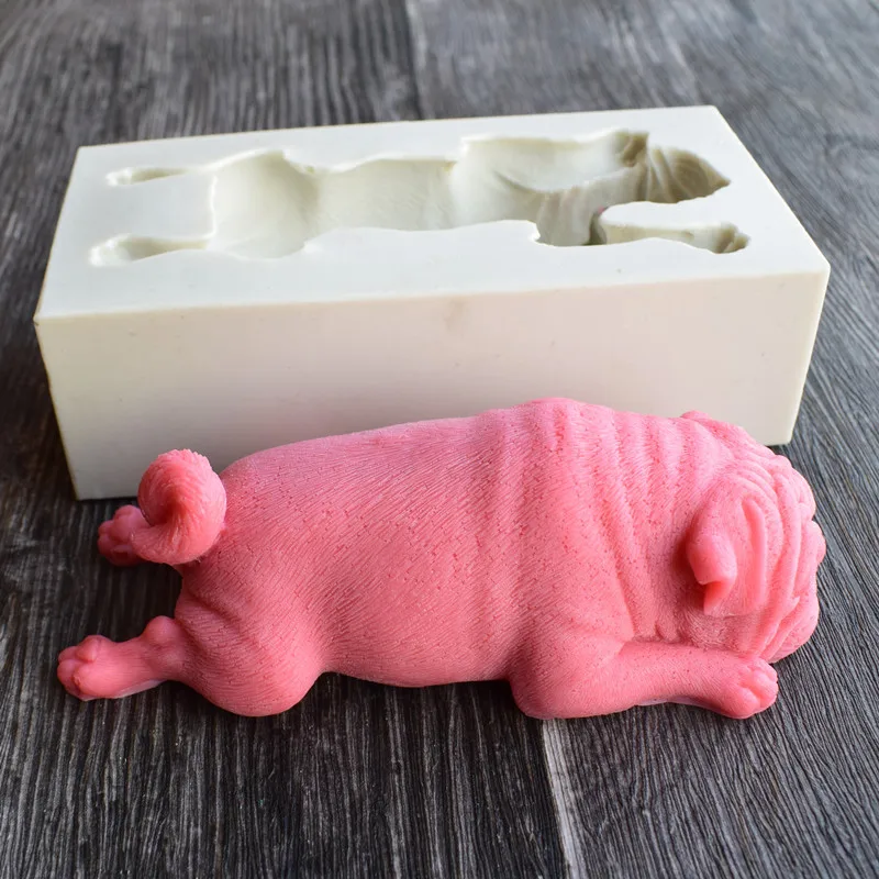 Big Bulldog Cake Mold Pudding Chocolate Soap Making Silicone Molds DIY 3D Dog Soap Mold K694