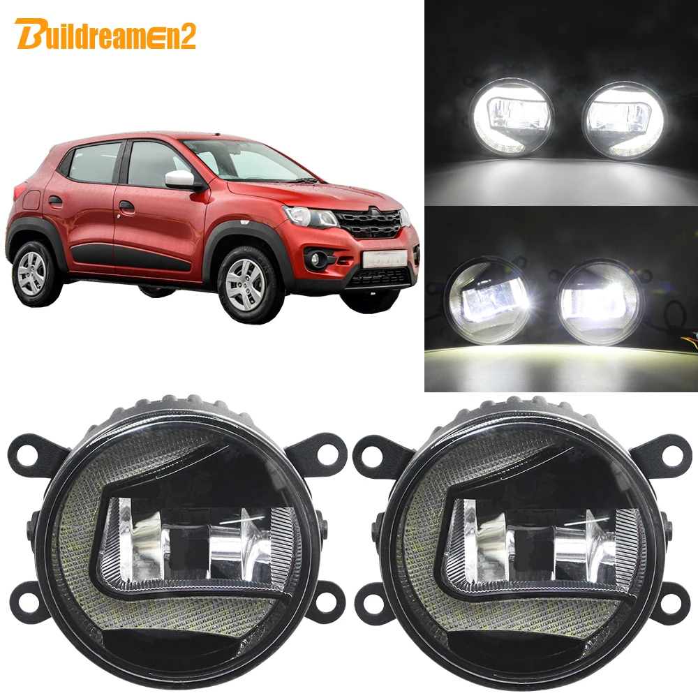 

Buildreamen2 для Renault Kwid 2015 2016 2017 2018 автомобильный внешний светодиодный проектор противотуманная фара + дневные ходовые огни DRL белый 12 В