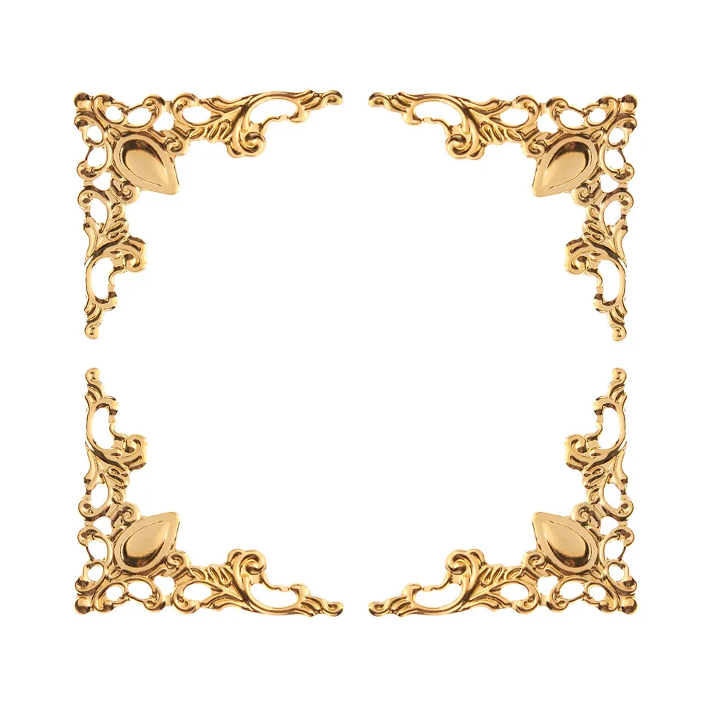 30 Pcs Metal Corner Brackets Gold Bronze Color 40mm Corner Brackets for Photo Frame Furniture Protector Decorative