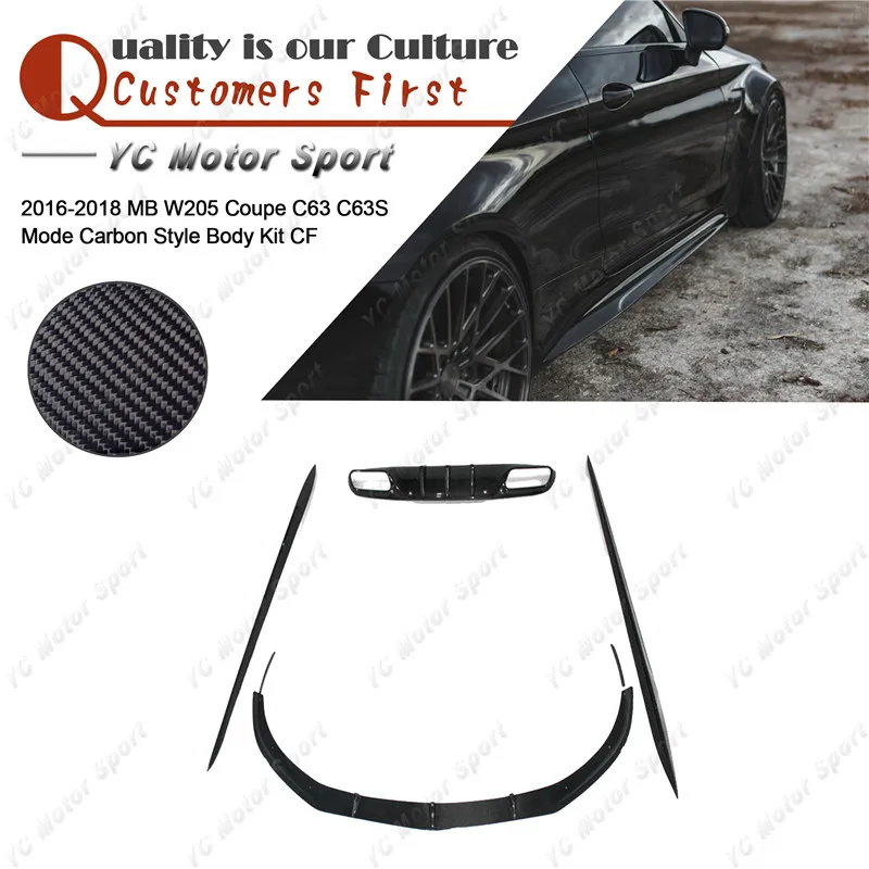 

Carbon Fiber Body Kit 6pcs Fit For 2016-2018 MB W205 Coupe C63 C63S MC Style Front Lip Side Skirt Rear Diffuser