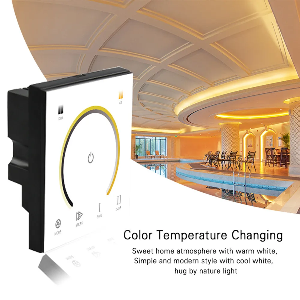 Touch Panel LED CCT Controller Dimmer DC 12V 24V 8A 9 modalità Controller interruttore a parete per luci di striscia LED temperatura colore