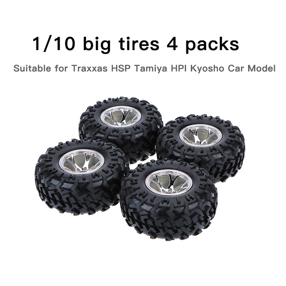 4pcs/Set 1/10 130mm Rubber Wheel Non-Slip Big Tires Climbing Stairs HSP Robot Tire For Obstacle Smart Car Chassis DIY Parts