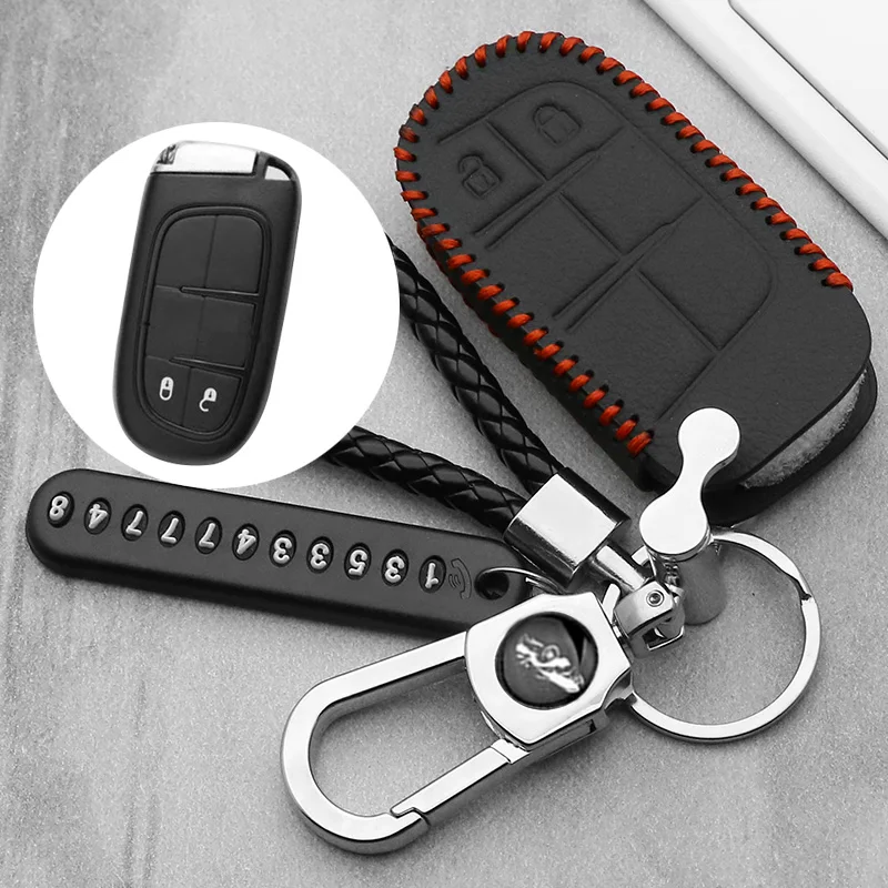 

Leather Car Styling 2 Button Smart Key Case Cover For Jeep Compass/Grand Cherokee For Fiat Viaggio/Ottimo M19