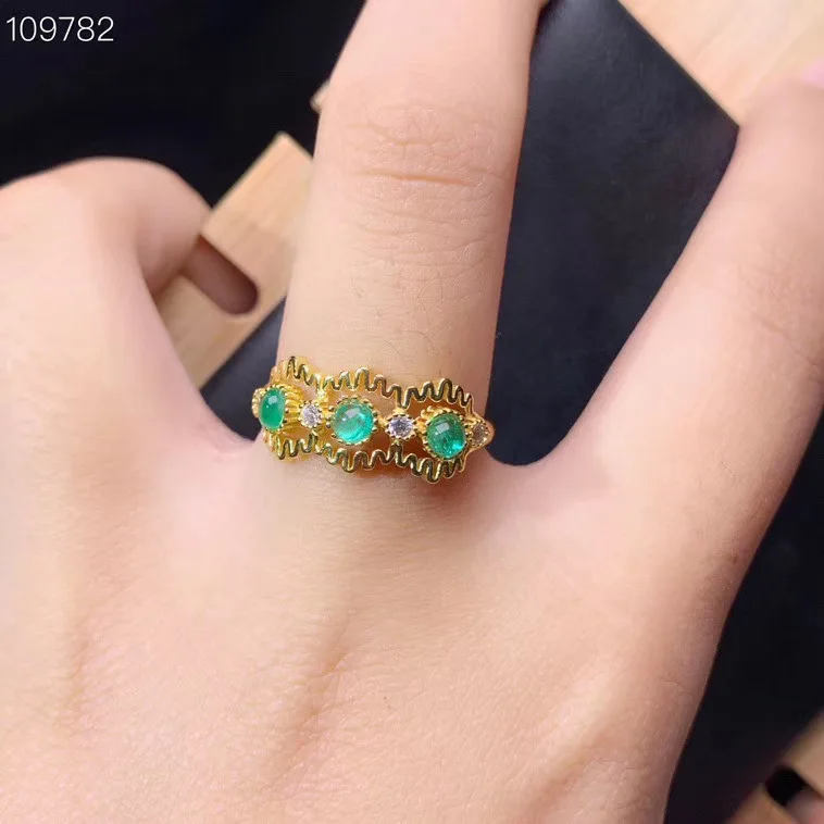 KJJEAXCMY boutique jewelry 925 sterling silver inlaid natural emerald female ring support detection cute