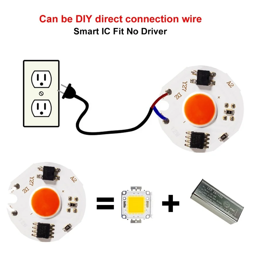 OuuZuu Mini COB LED Chip Light 220V LED COB Chip Y27 3W 5W 7W 12W Round Diode Lamp for Spotlight Not Need Driver DIY Floodlight