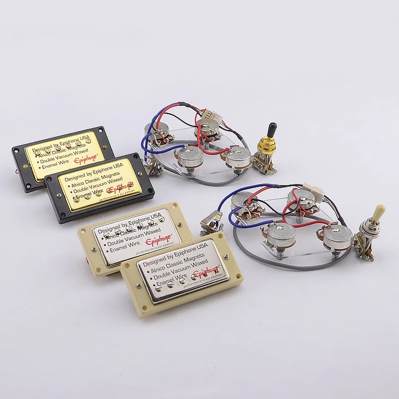 1 Set Original Genuine Standard Electric Guitar Alnico Humbucker Pickup Nickel / Gold Cover