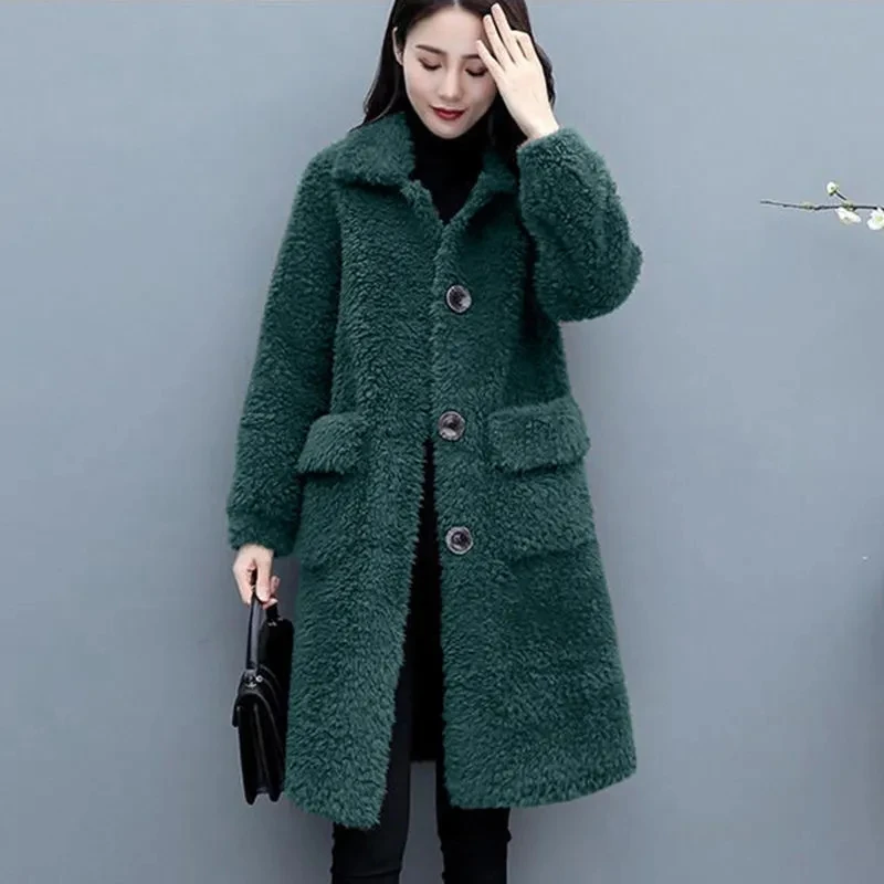 Winter Coat Women Thicken Faux Fur Coat For Fall/Winter 2022 Korean Loose Lamb-Like Pure Color Popular Coat Female  cardigan