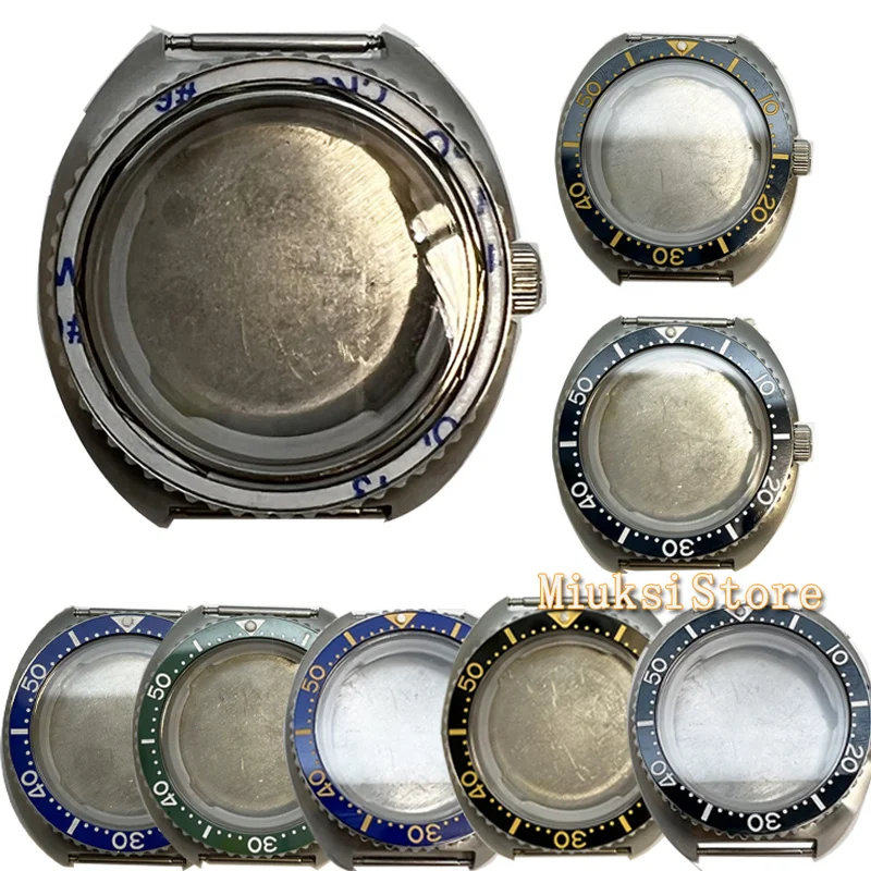 44mm Watch Case Spare Parts Fit For NH35 NH36 Movement Sapphire Glass Rotating Ceramic Bezel Brushed Finish Black/Blue/Green Sap