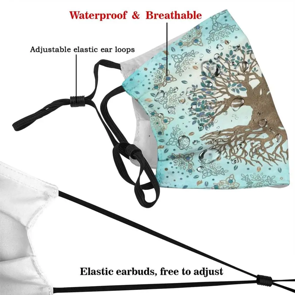 Tree Of Life-Yggdrasil-Gentle Blue Mask Cloth Reusable Print Filter Washable Tree Mystic Tree Tree Of Life Yggdrasil