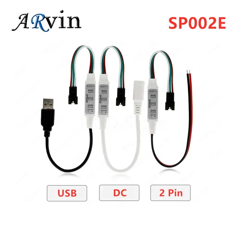 WS2812B WS2811 Controller USB Mini 3 keys 4 keys for Pixel LED Strip Light SP002E WS2812 LED Light Strip Power Bank TV DC5V-24V