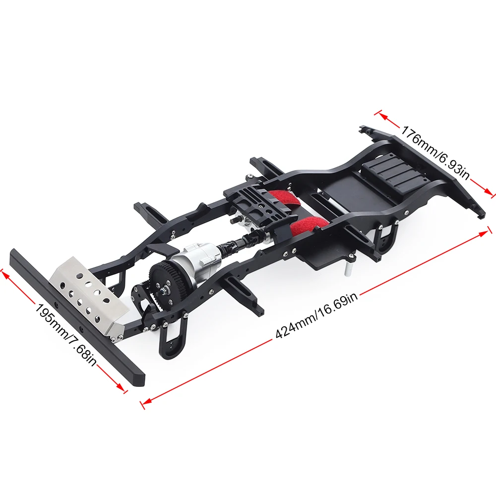 1/10 Scale Metal Chassis Frame with Transmission Transfer Case for RC Crawler Truck RC4WD Gelande II FJ40 G2 D90 TF2 Defender