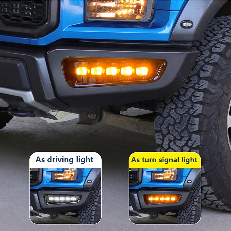 

2Pcs LED Daytime Running Light Fog Lamp For Ford F150 F-150 Raptor 2017-2020 Auto Headlight Sequential Turn Signal Daylight 2018