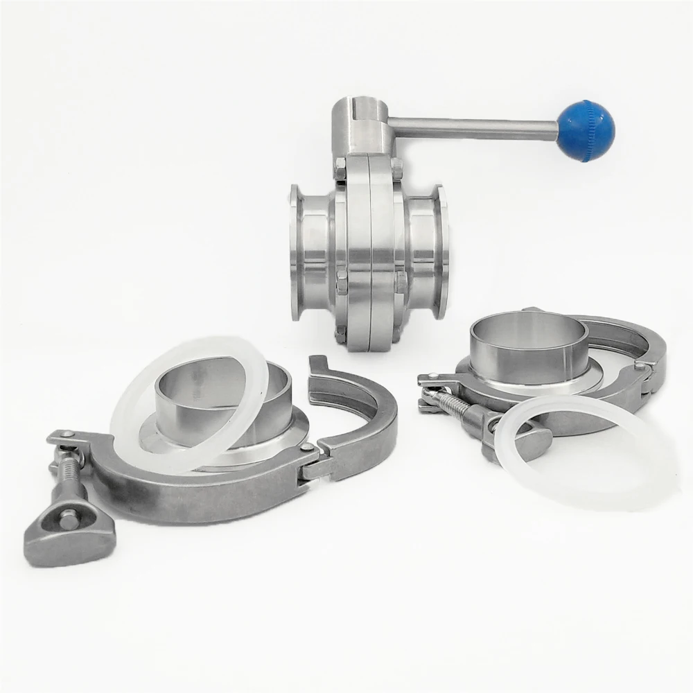 

SS304 Sanitary Tri Clamp Butterfly Valve Set Stainless Steel 1 Tri Clamp Butterfly Valve + 2 Clamp + 2 Ferrule +2 Gasket