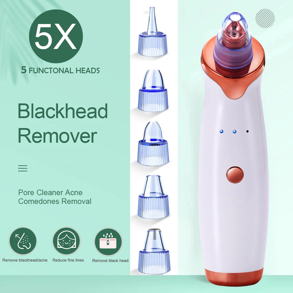 Electric Facial Blackhead Remover Pore Cleaner Nose T Zone Black Head Acne Pimple Remover Machine Blackhead Vacuum Suction Tool