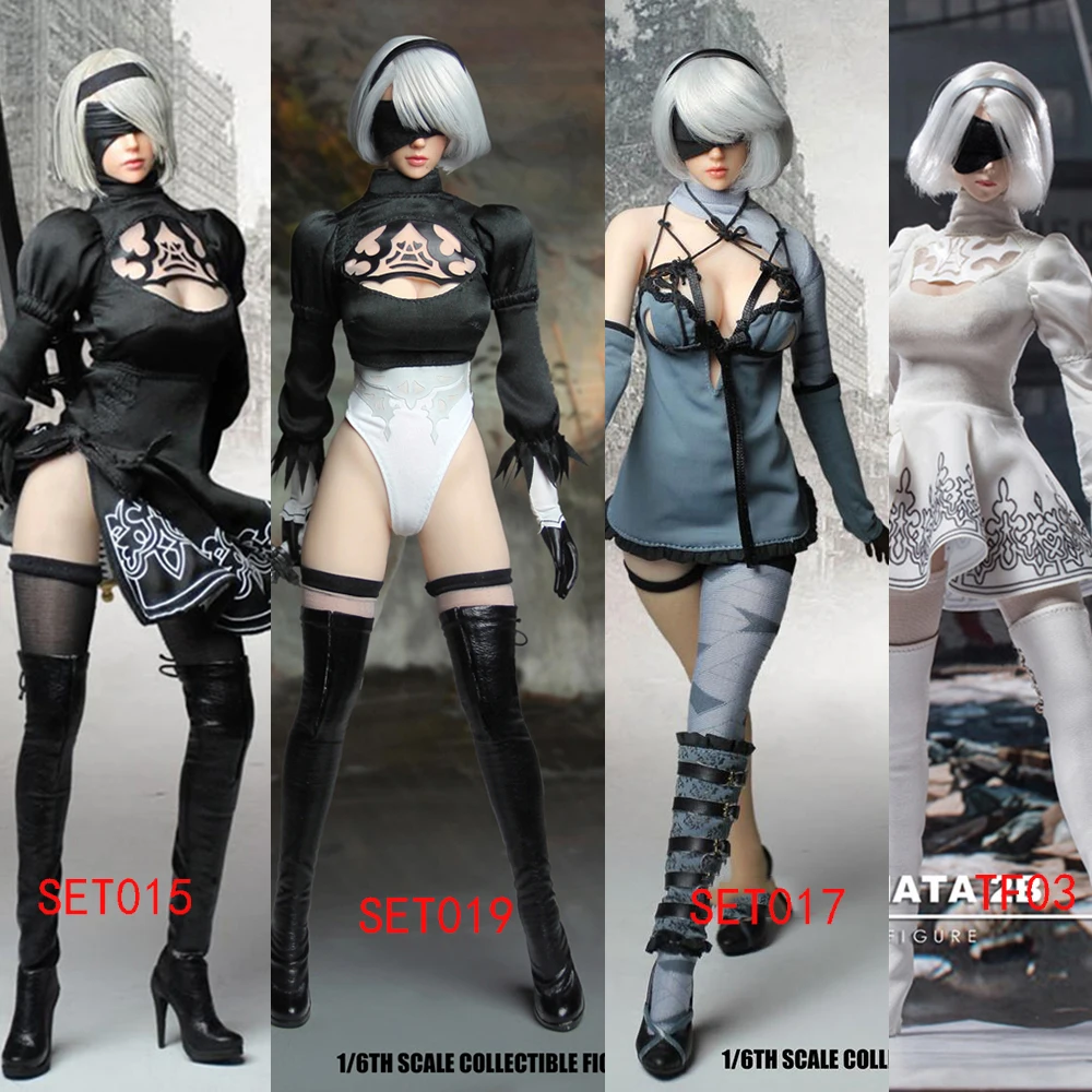 

SET015/SET017/SET019/TF03 1/6 NieR: Automata YoRHa 2B Head Sculpt & Clothing Sets Accessory for 12'' Pale Action Figure Body