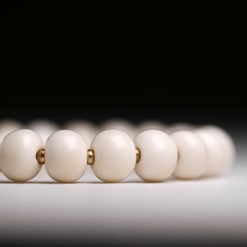 Ivory White Handmade Yak Bone Beaded Bracelet Ox Zen Buddhism Healing Prayer Energy Body Balance Perfect Gift for Mom Girl