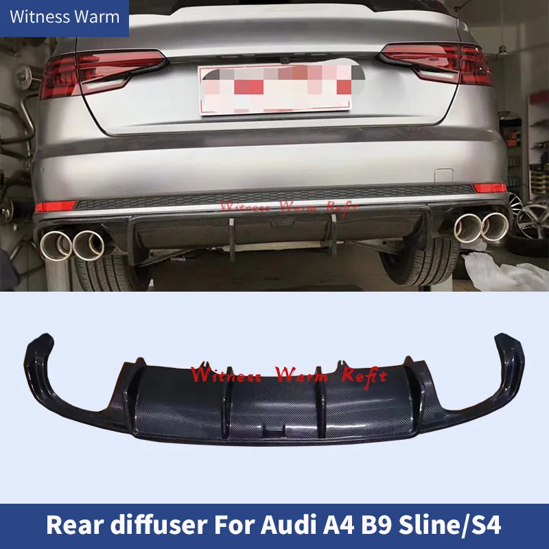 for S4 Carbon Fiber Rear Bumper Diffuser Lip Spoiler for Audi A4 B9 Sline S4 2016 2017 2018 2019 Bumper Guard Splitters