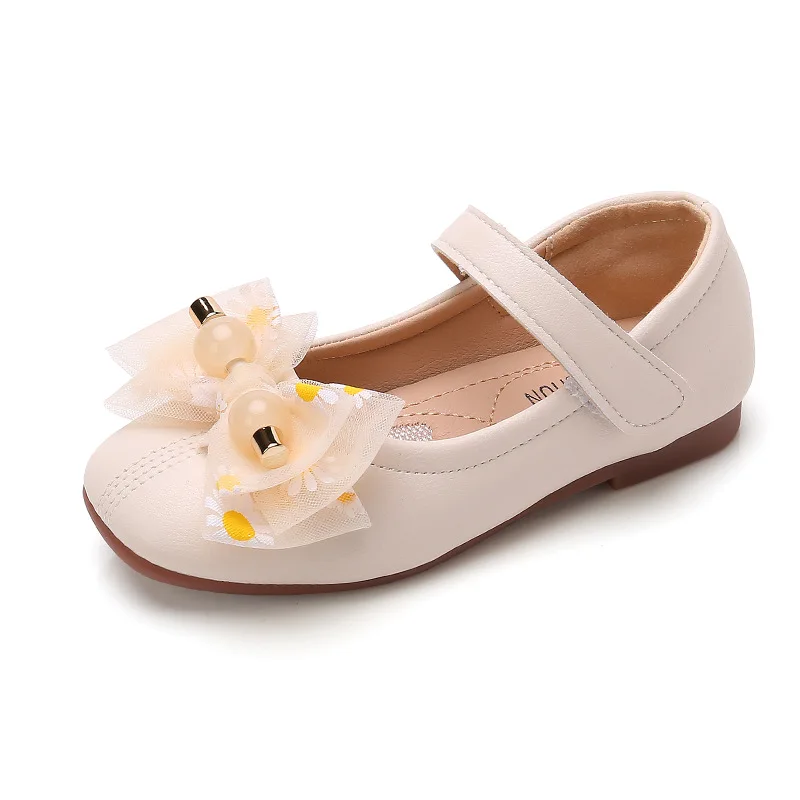 3 4 5 6 7 8 9 10 11 12 Years Fashion Bow Girl Elegant Dress Party Dance Leather Shoes For Children Spring Big Kids Flat Shoes