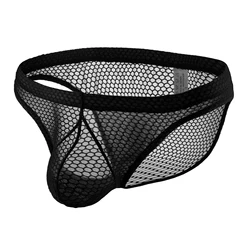 CLEVER-MENMODE Mesh Underwear Mens Sexy Briefs Hollow Lingerie Transparent Fishnet Penis Pouch Panties Underpants See Through