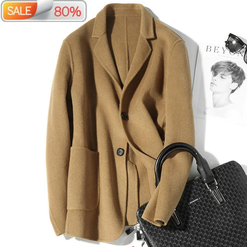 Double-sided Wool Coat Men Korean Woolen Jacket Spring Autumn Overcoat Mens Coats Casaco Masculino D-01-1A03 B2300A