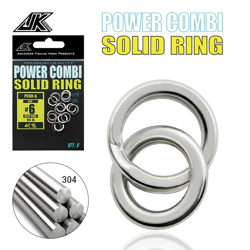 

JK 55-200LB Power Combi Stainless Steel Fishing Split Rings Lure Solid Ring Loop For Blank Crank Bait Tool Kit Metal Key Holder